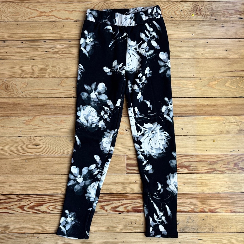 GAP Floral Black and White Kids Cozy Leggings